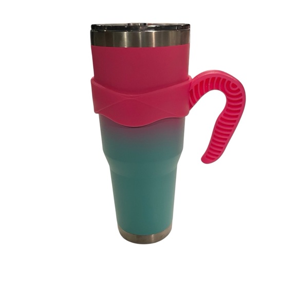 40oz Tumbler Green Pink With Pink Handle - Picture 1 of 5